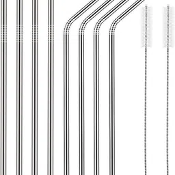 aibzi Stainless Steel Straws for Drinking with Brushes (4 Bent,4 Straight ,2 Brushes Kitchen Tool Set-picture-22