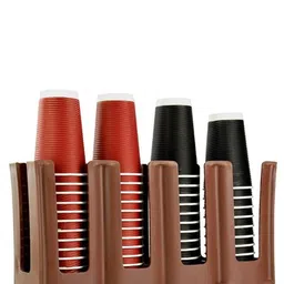 habib ABS Fibre Based 4 Grid Straight Cup Glass Holder (Colour: BROWN) Plastic Glass Holder-picture-10