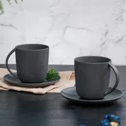 vola Vogue Cup & Saucer Conical set of 4 -Stone image 1