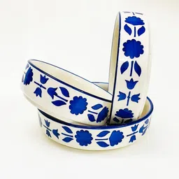 andson enterprise Ceramic Mixing Bowl Hand-Painted Blue & White Ceramic Serving Bowls (Set of 3-picture-36