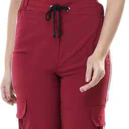 Women Maroon Dungaree-image-2