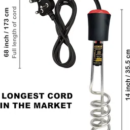 axmon Immersion Rod Water Heater - 1500 Watt [ WATER PROOF ]Portable 1500 W Shock Proof Immersion Heater Rod image 2