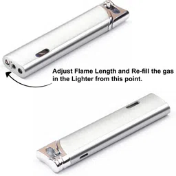 asraw Slim, Sleek and Stylish Refillable Premium Silver Windproof Jet Flame Lighter Pocket Lighter image 2