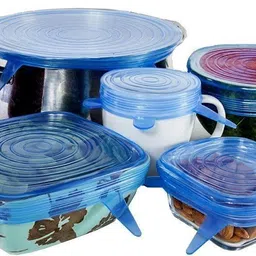 vruti Silicon Stretch lids for containers Stretchable microwavable Dishwasher Food Grade air Tight Sealer Cover for Round Square Bowls Cups pots cans Jars Glassware 2.6 inch, 3.8 inch, 4.5 inch, 5.7 inch, 6.8 inch, 8.3 inch Lid Set-picture-36