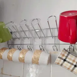rbs Cup Kitchen Rack New Quality Stainless Steel 6 Cup and 6 Glass Holder (only Stand) Steel-picture-21