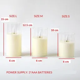 adorazone Pillar Candles | Flameless & Smokeless Battery Operated Glass Look LED Pillar Candle image 2