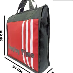 goldline Heavy Duty Collapsible Polyester Grocery Shopping Bag/Eco-Friendly Multipurpose Carry Bag/Thela/Jhola/Girls Tote Bag/16 Litre/Messenger Bag &Thick Bottom (Red, 34 x 12 x 38 cm Set of 3) Pack of 3 Grocery Bags image 3