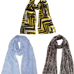 hi look Printed Polycotton Women Multicolor Scarf, Stole-picture-27