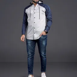 nofilter Men Regular Fit Solid Ribbed Collar Casual Shirt image 4
