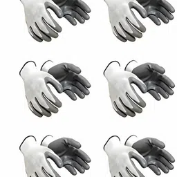 rk trends Anti Cut Safety Hand Gloves Pvc Coated Grey & White Safety Gloves (10 Pairs) Nitrile Safety Gloves-picture-11