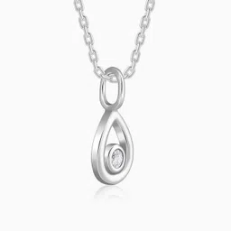 giva Silver Classy Pendant With Link Chain for Womens Rhodium Zircon Silver Pendant image 4