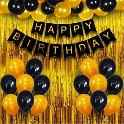 Birthday Banner Decoration Kit - 34Pcs Combo with Metallic Balloons-image-6