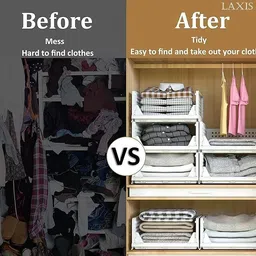 finner Multipurpose Foldable Storage Basket Wardrobe Organizers for Clothes (Pack of 6) PVC Collapsible Wardrobe image 5