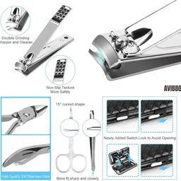 avibbo Stainless Steel Manicure Pedicure Set Nail Cutter Scissors Care Set image 3