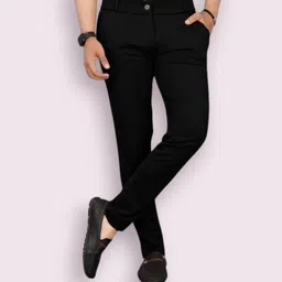 trending stellalifestyle Men Slim Fit Black Lycra Blend Trousers-picture-38