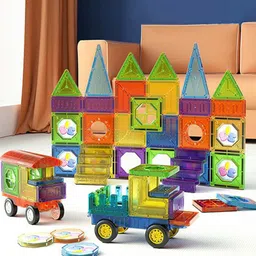 DIY Colorful Magnetic STEM Building Tiles 73 Pcs Educational Toys for Kids-image-81