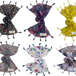 narnari Printed Chiffon Women Multicolor Scarf, Stole, Fancy Scarf-picture-27