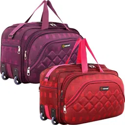 axen 50 L Strolley Duffel Bag - Combo Set of 2, Unisex Travel Bags Light Weight Small Travel Duffel Bag - Red, Purple - Regular Capacity-picture-23