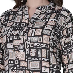 zaxty Casual Regular Sleeves Printed Women Black Top image 4