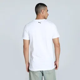 puma Men Printed Crew Neck Cotton Blend White T-Shirt image 3