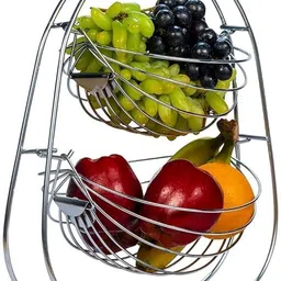 nestbond 2 Layer Stainless Steel Fruit and Vegetable Storage Swing Basket-Fruit Storage Stainless Steel Fruit & Vegetable Basket-picture-22