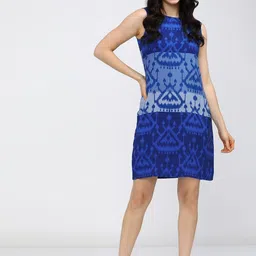 vishudh Women A-line Dark Blue Above Knee/Mid Thigh Length Dress image 4