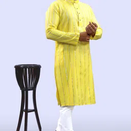 tibra collection Men Cotton Blend Kurta Pyjama Ethnic Jacket Set image 3