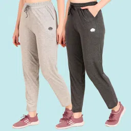 gaa Pack of 2 Women Solid Grey, Grey Track Pants-picture-20
