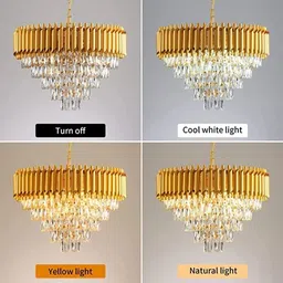 baslash 600mm Full gold Round Chandelier For Living Room Bed Room Chandelier Ceiling Lamp image 3