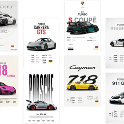 Inspirational` Posters Porsche Sports Car Wall Poster For GYM Office and Study Room Home Décor Multicolour Set Of 10 Size 300GSM Paper Print Paper Print-image-48