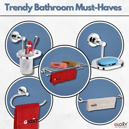 gloxy Round Shape Set of 5 Towel Rack+Towel Rod+Soap Dish+Tumbler Holder SS304 24 inch 1 Bar Towel Rod-picture-27