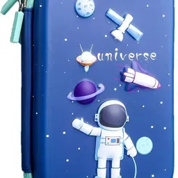 funverse 3D Eva Space Pencil Case For Kids - Pencil Pouch, New Kids Designer Pencil Pouch Space Art EVA Pencil Box image 1
