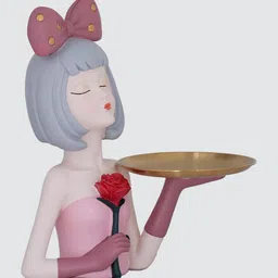 royaloak Serving Lady Figurine Polyresin Multi Colour Glossy Finished Blush image 5