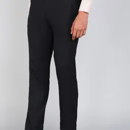 peter england Men Regular Fit Black Cotton Blend Trousers image 3