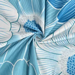 yaakholic Blue Floral 310 TC Cotton Blend King Fitted Bedsheet With 2 Pillow Covers image 4