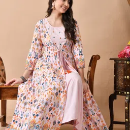 here&now Women Embroidered, Embellished, Paisley Viscose Rayon Anarkali Kurta image 3