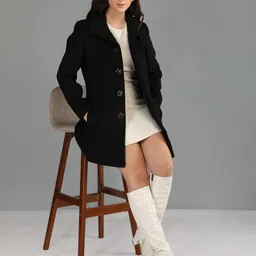 honnete 100 % Polyester Solid Coat For Women image 1