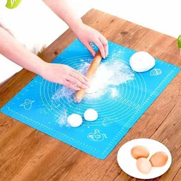 manki Silicon Fondant Rolling Mat with Measurements Stretchable for Kitchen Roti Chapati Cake Cooking Dough Kneading Food-Grade Silicone Baking Mat Rolling Pin-picture-11