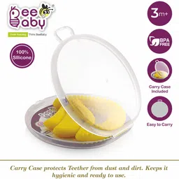 beebaby Banana Shape Silicone Teether for Baby with Carry Case, BPA Free, 3M+, Yellow Teether image 2