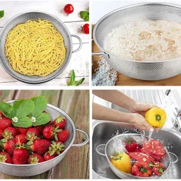freshome Stainless Steel Colander Fruits Vegetable Washing Rice Strainer 28 x10cm Medium Colander image 5