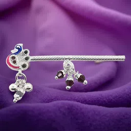 sahiba gems Silver Designer Flute (Basuri) for Lord Krishna ~ 6.50 Centimetre Deity Ornament-picture-38