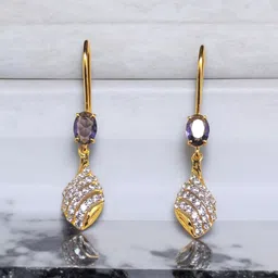 shree shyam jewells Gold Plated Elegant Earring 92.5 Sterling Silver for Women & Girls Cubic Zirconia Silver Hoop Earring-picture-11