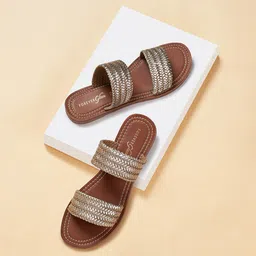 Forever Glam by Pantaloons Textured Open Toe Flats-picture-25