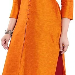tattvaloom Women Solid Art Silk Straight Kurta image 5