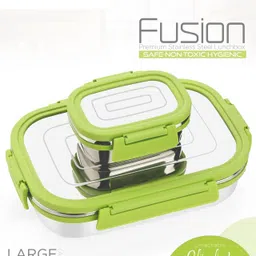 spyries Stainless Steel | 2 Container Leak-Proof Tiffin | For School, College & Office 2 Containers Lunch Box-picture-13