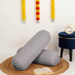 the conversion Grey Solid 200 TC Blended Jacquard 2 Bolster Covers image 1