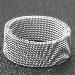 MEENAZ Men Silver-Plated Textured Chain Designed Stainless Steel Finger Ring-picture-14