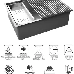 pronorm Handmade AISI304 1.2mm Stainless Steel Designer Sink 24"x18"x9" with Accessories Vessel Sink image 5