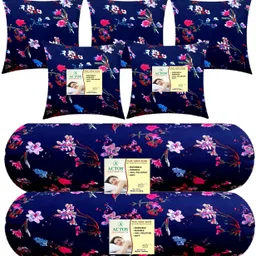 actos Combo Set Of 5 Cushion And 2 Microfibre Floral Bolster Pack of 7-picture-29