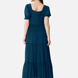 raiyani enterprise Women Fit and Flare Dark Blue Midi/Calf Length Dress image 2
